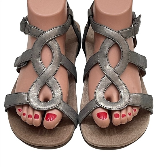 Vionic Jodie metallic silver sandals flats shoes size 6 - Picture 1 of 11